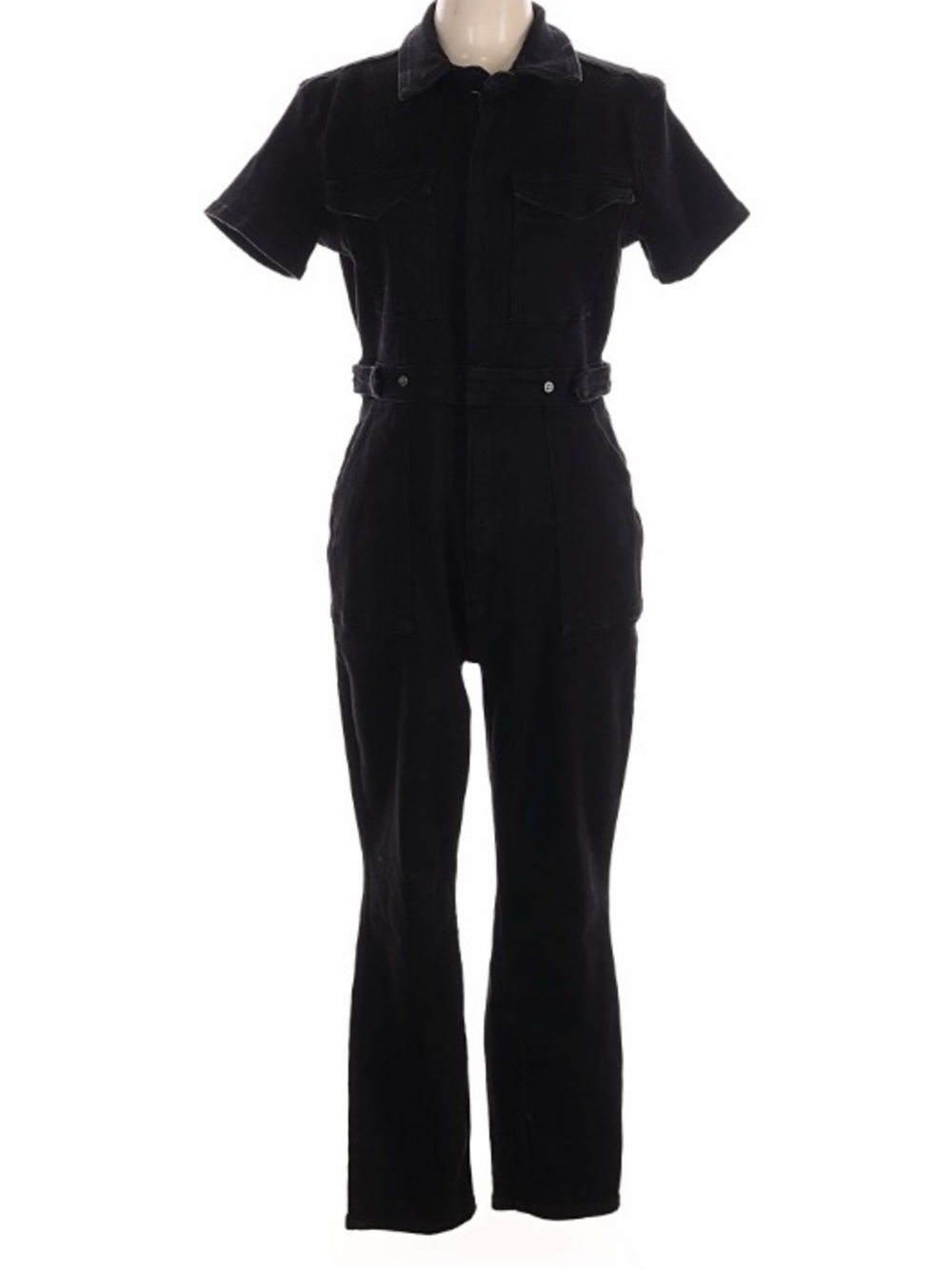 Good American Black Short-Sleeve Utility Jumpsuit